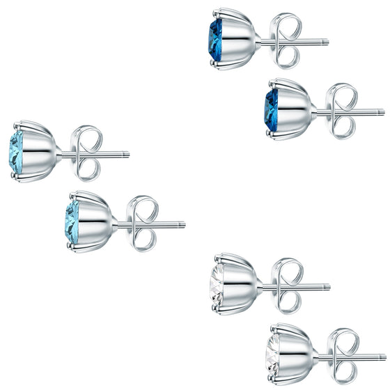 3er Set Ohrstecker verziert mit Kristallen von Swarovski® bunt