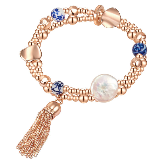 Armband roségold Süßwasser-Zuchtperle weiß