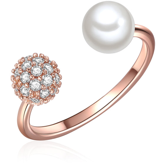 Ring roségold Muschelkernperle weiß Zirkonia weiß