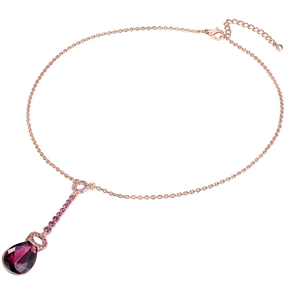 Kette mit Anhänger roségold verziert mit Kristallen von Swarovski® violett Glas violett