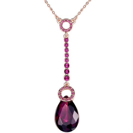 Kette mit Anhänger roségold verziert mit Kristallen von Swarovski® violett Glas violett