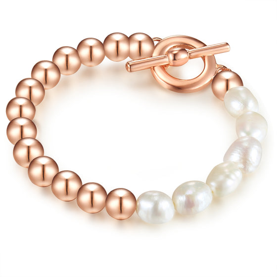 Armband roségold Süßwasser-Zuchtperle weiß