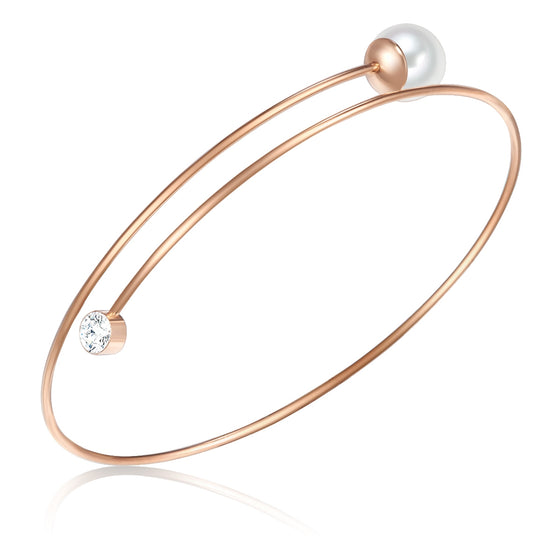 Armband roségold Muschelkernperle weiß Glaskristall weiß