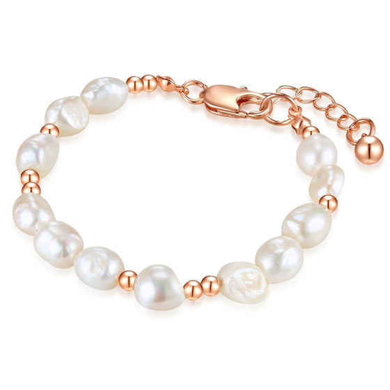 Armband roségold Süßwasser-Zuchtperle weiß