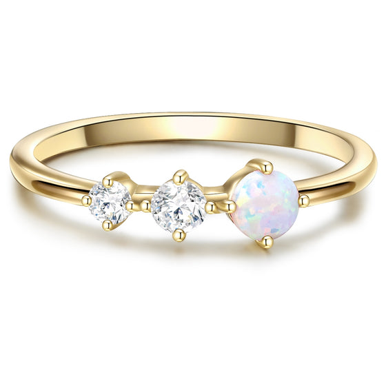 Ring gelbgold Zirkonia weiß Opal (synth.)