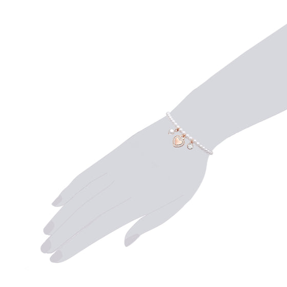 Armband roségold Muschelkernperle weiß Kristall weiß