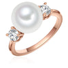 Ring roségold Muschelkernperle weiß Zirkonia weiß