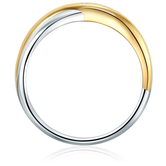 Ring Sterling Silber bi-Color Diamant weiß
