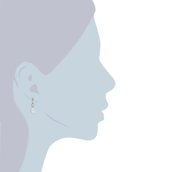 Ohrhänger Sterling Silber Süßwasser-Zuchtperle weiß Diamant weiß