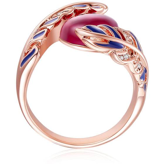 Ring roségold verziert mit Kristallen von Swarovski® weiß Glas pink