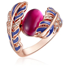 Ring roségold verziert mit Kristallen von Swarovski® weiß Glas pink
