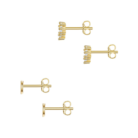 2er Set Ohrstecker gelbgold Zirkonia weiß