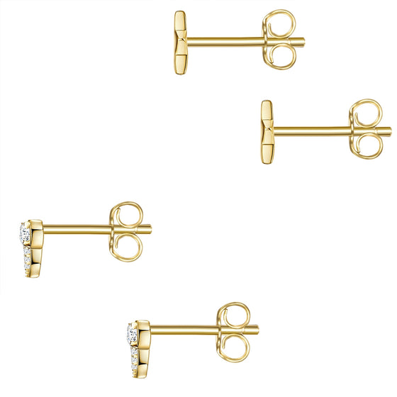 2er Set Ohrstecker gelbgold Zirkonia weiß