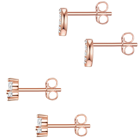 2er Set Ohrstecker roségold Zirkonia weiß