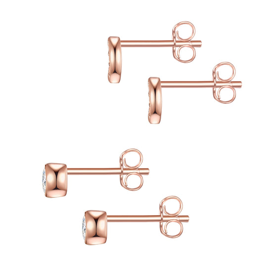 2er Set Ohrstecker roségold Zirkonia weiß