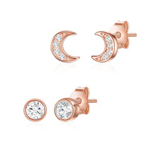  2er Set Ohrstecker roségold Zirkonia weiß